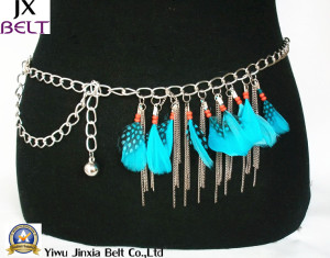 Fashion Lady Feather Skinny Nickel Chain Belts